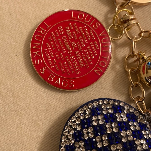 Patriotic Flag Heart Upcycled Louis Vuitton Charm Purse Charm/Keychain NWOT - Picture 3 of 9